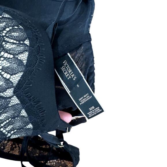 Victoria's Secret Very Sexy Push-up 32B Black and Tan Lace Women's - Picture 3 of 3